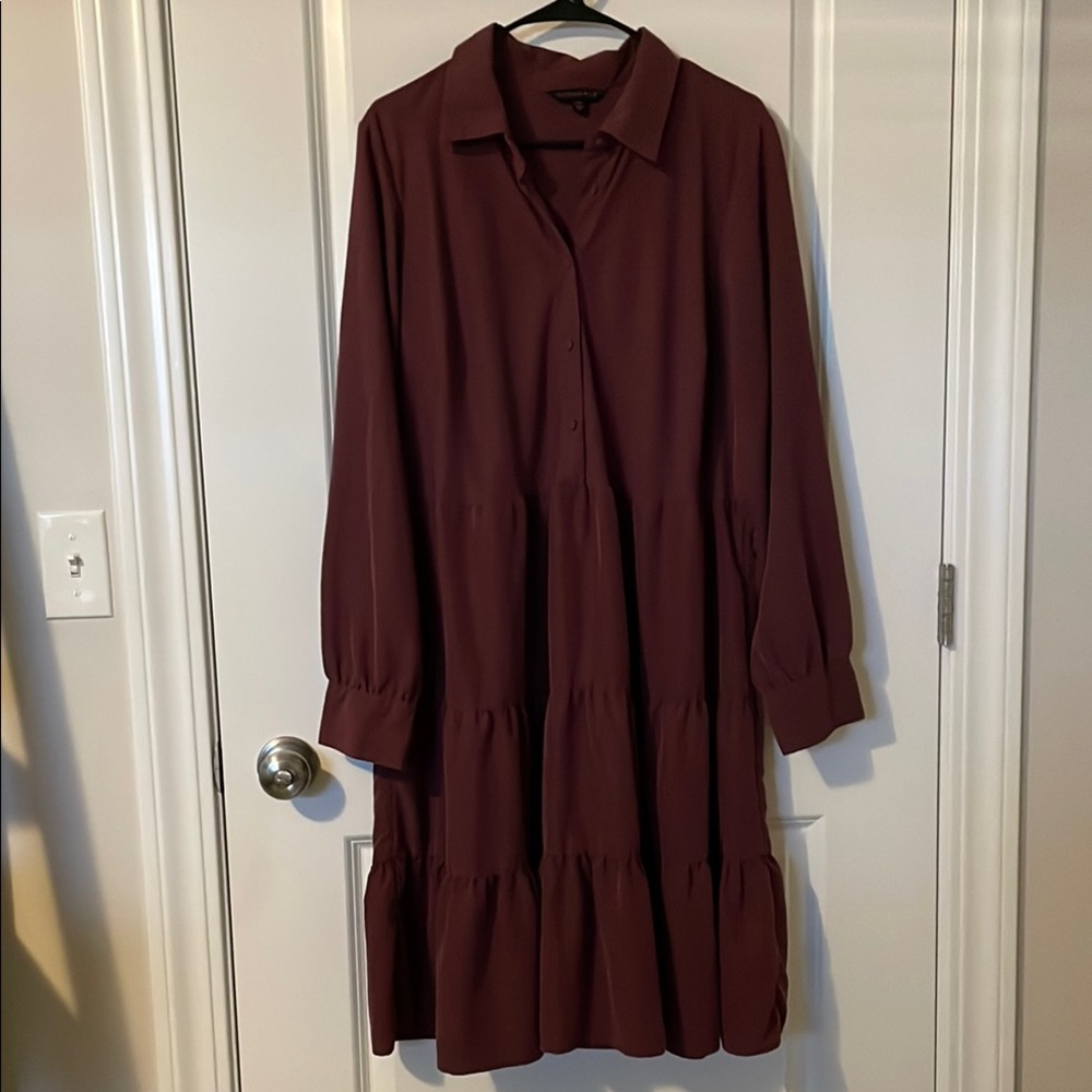3/$40 DownEast Long Sleeve Notched Collar Dress